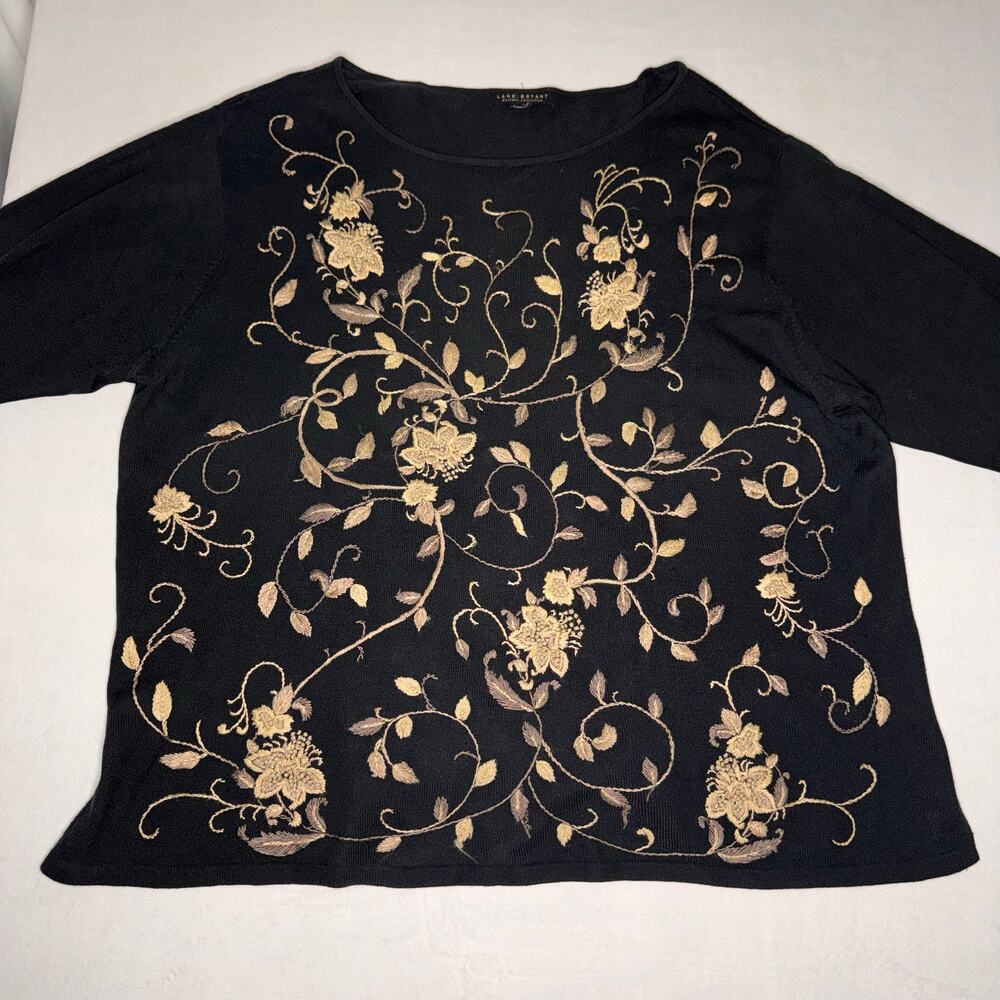 Black Lane Bryant Embroidered Beaded Sweater